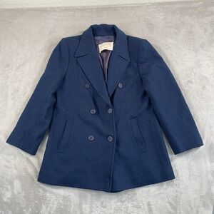 Vintage Pendleton Peacoat Men Medium Navy 100% Wool Double Breasted Made USA 70s